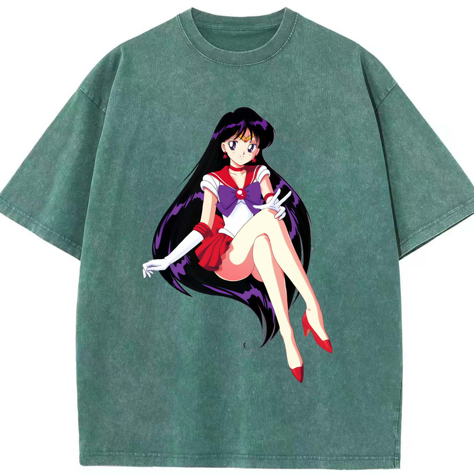 （画像用） 美少女戦士セーラームーン 火野レイ ひの レイ Sailor Moon Hino Rei （セーラーマーズ,Sailor Mars） 綿100% ヴィンテージ風 半袖Tシャツ（フロントプリント）